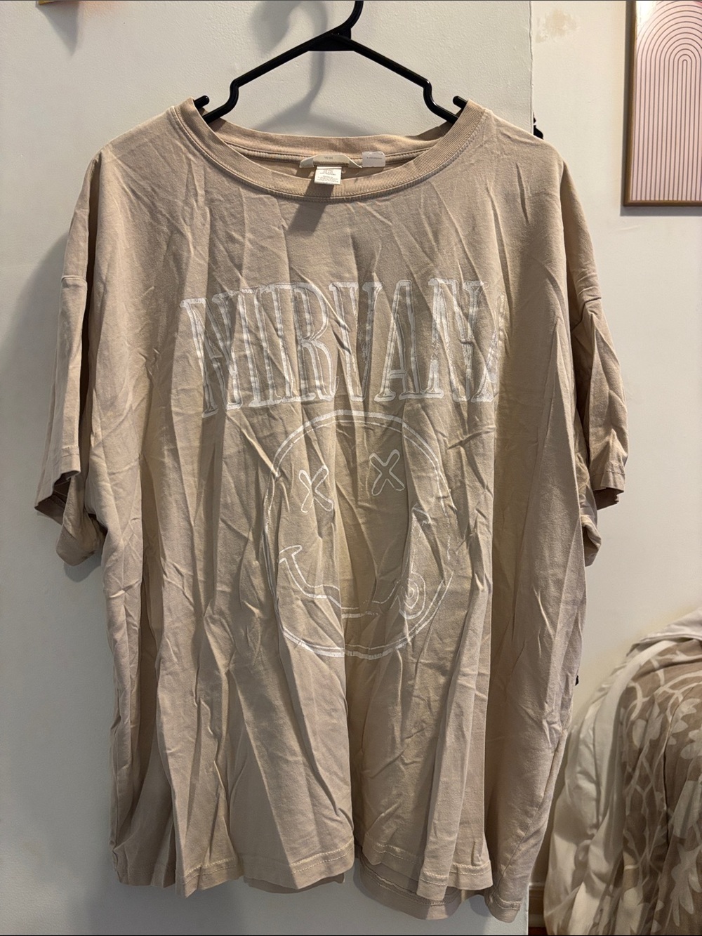 H&M Beige Nirvana Graphic Crop Tee